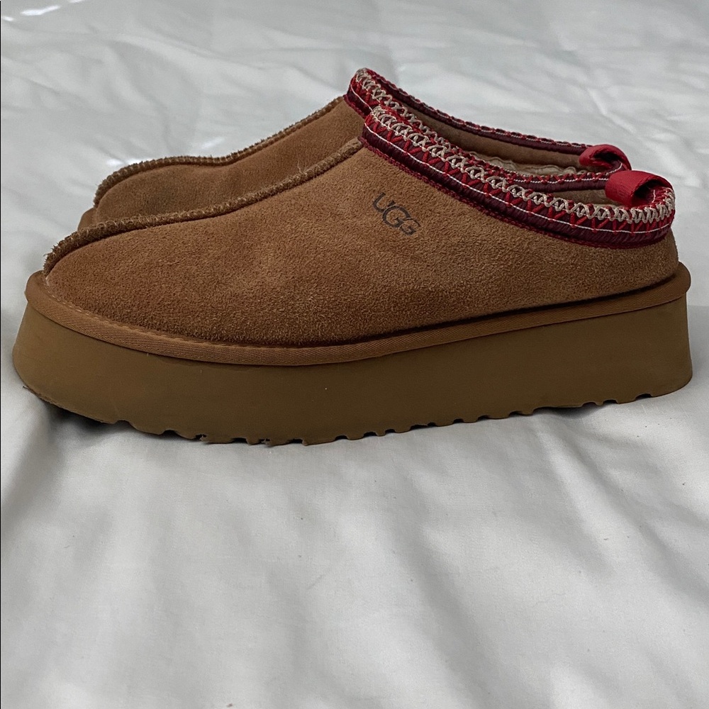UGG Tazz II Platform Slippers Mules Slides Chestnut Suede Shoes Size 8 - Picture 9 of 14